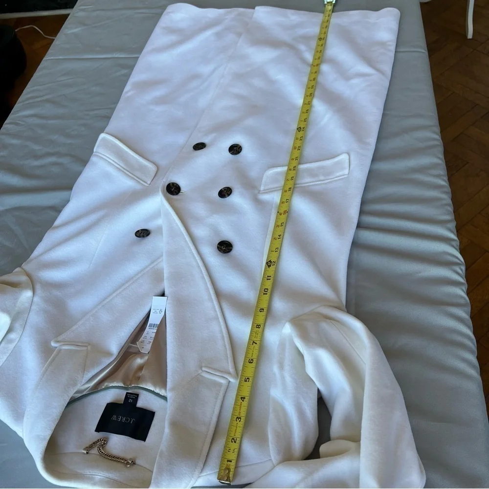 J.Crew Double-Breasted Topcoat in Italian Wool-Cashmere in Ivory Size 12